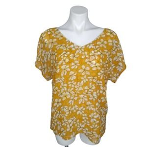 CAbi 3598 Thrive V-Neck Butterscotch Floral Blouse
